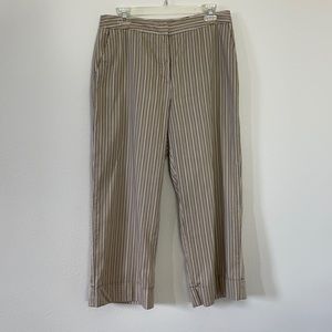 Chico’s Stripes Brown Tan Black Pants Size 1.5 Pockets in Front, Zipper